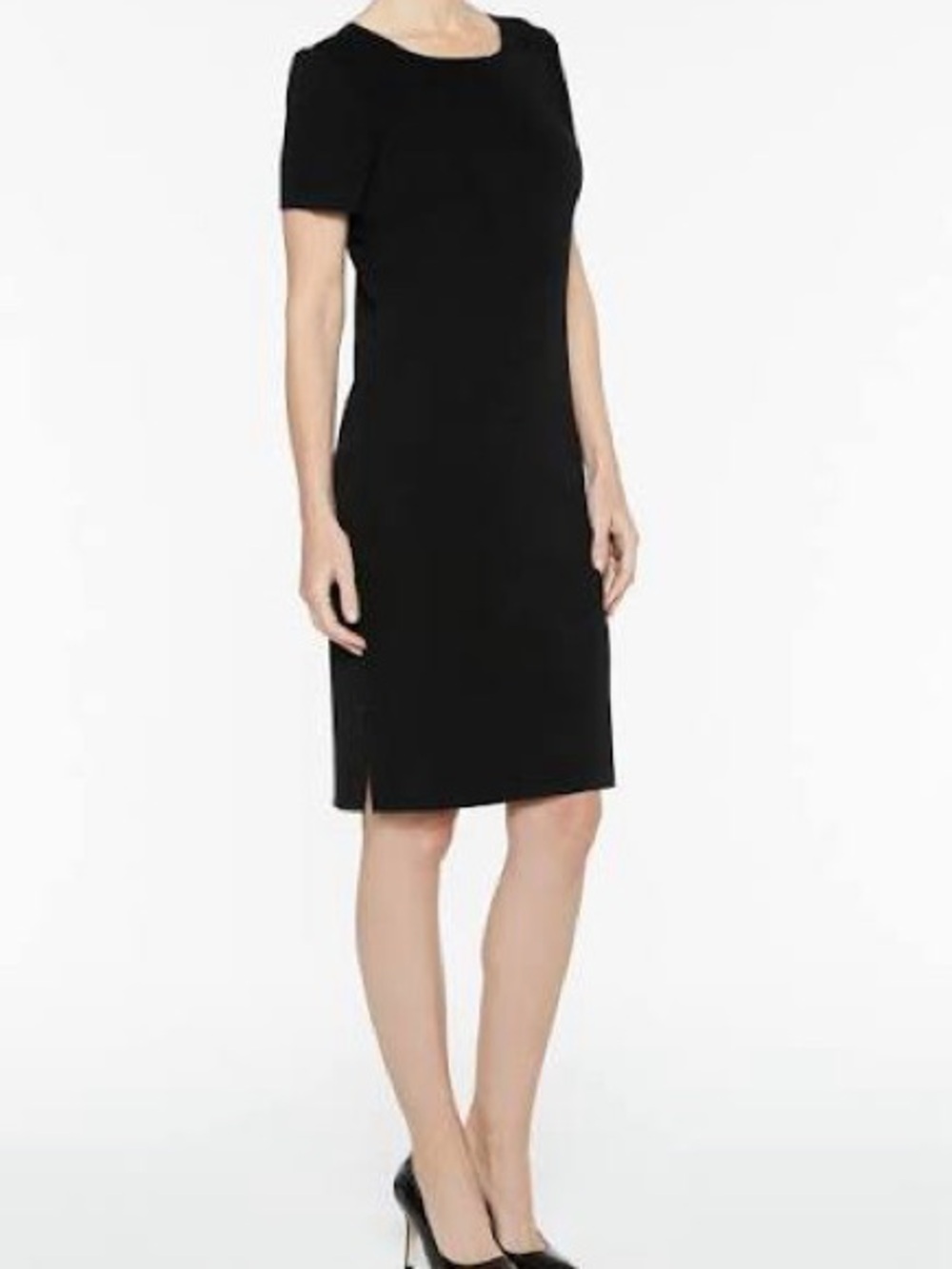 Ming Wang Black Short-Sleeve Knit Dress